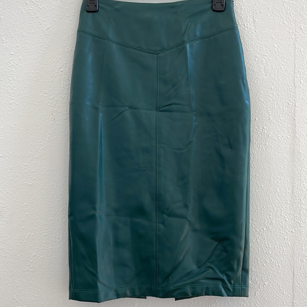 Express High Waisted Faux Leather Pencil Skirt - Emerald Green - XS(0) NWT